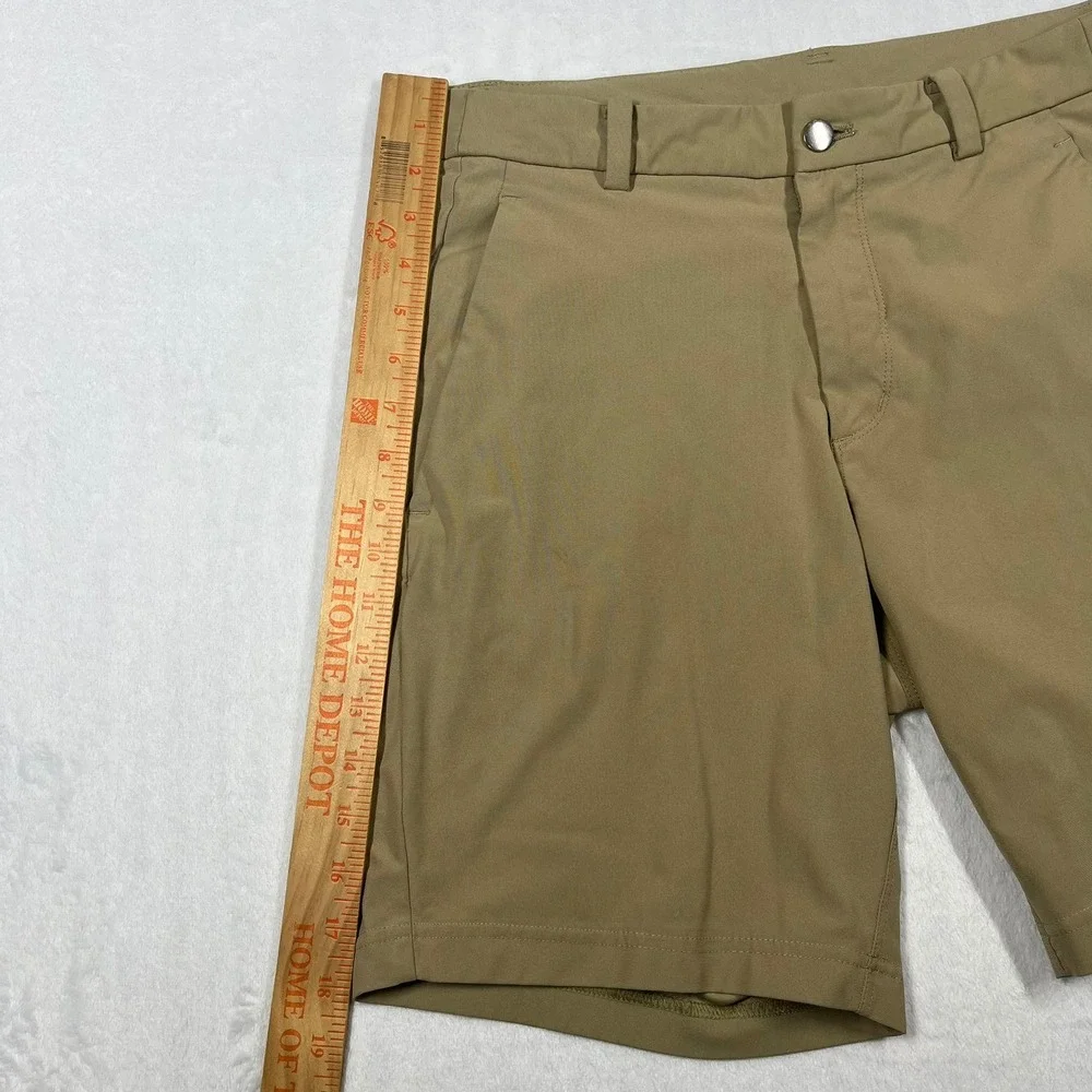 Lululemon Commission Shorts Mens 34 Tan Performance Golf Chino Tech *Flaw